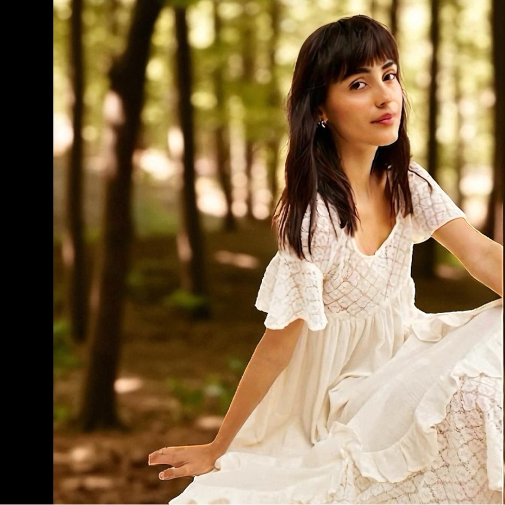 Free People Bring The Romance Midi Dress in White - Picture 2 of 6